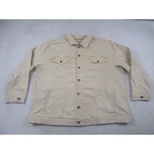 True Nation‎ Jacket Mens 3XLT Khaki Canvas Twill Trucker Snap Front Big & Tall